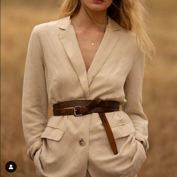 Rails Linen Blend Flynn Blazer Tan Taupe Medium Coastal Office - Picture 14 of 14